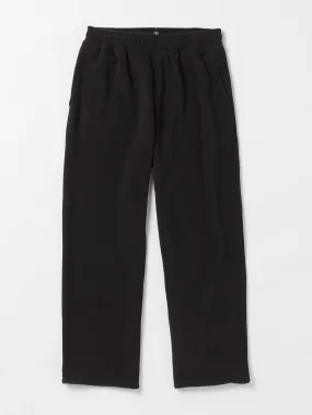 Bowered Light Elastic Waist Fleece Pants - Black