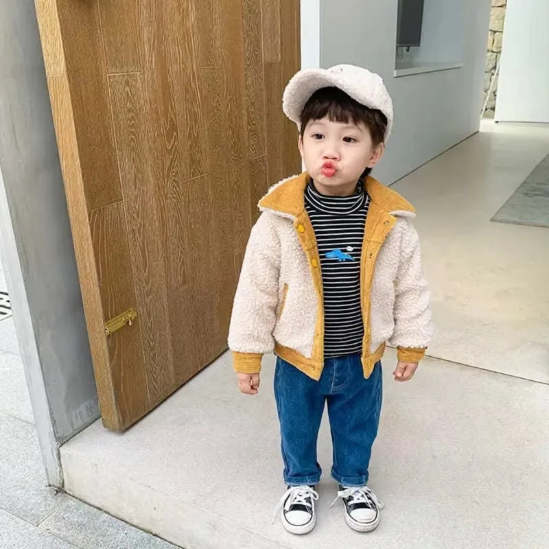 Boys Coat Jacket Outwear Tops Cotton 2024 Corduroy Thicken plus Velvet Winter Autumn plus Size Overcoat Children'S Clothes