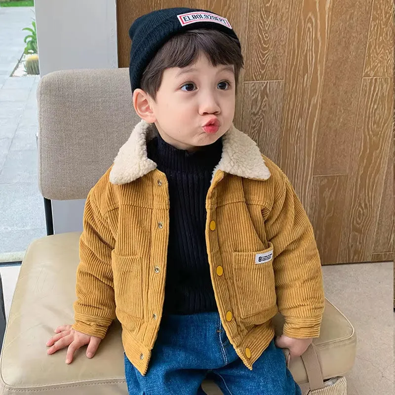 Boys Coat Jacket Outwear Tops Cotton 2024 Corduroy Thicken plus Velvet Winter Autumn plus Size Overcoat Children'S Clothes