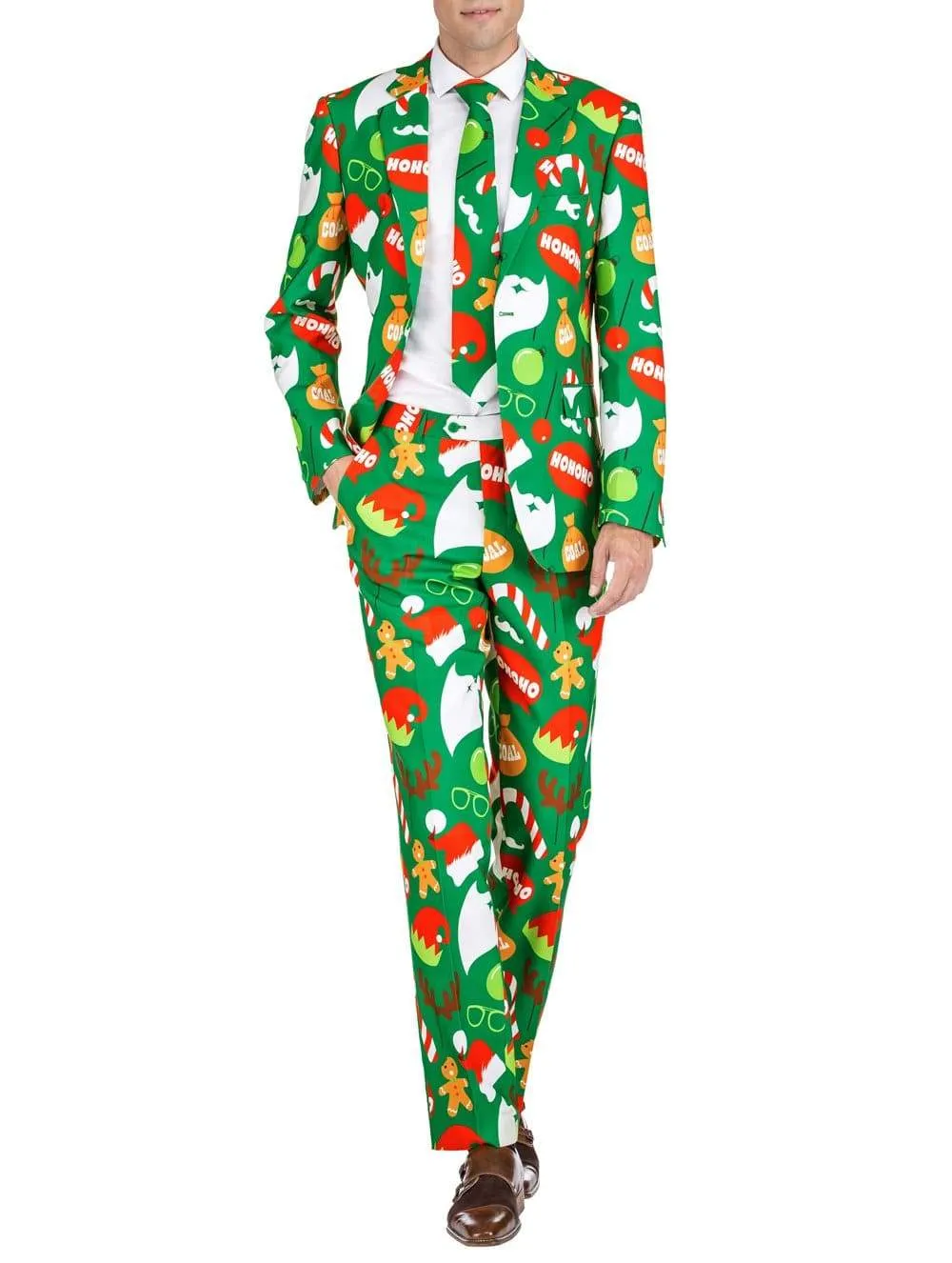 Braveman Men's Classic Fit Ugly Christmas Suits with Matching Tie