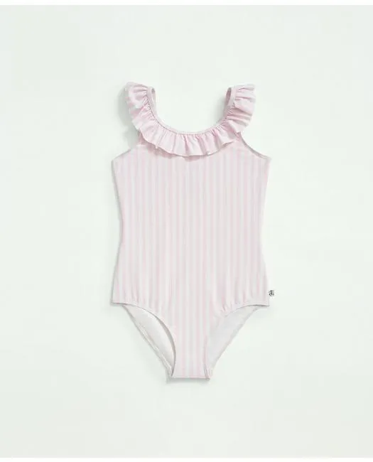 Brooks Brothers Girls Striped Swimsuit Pink