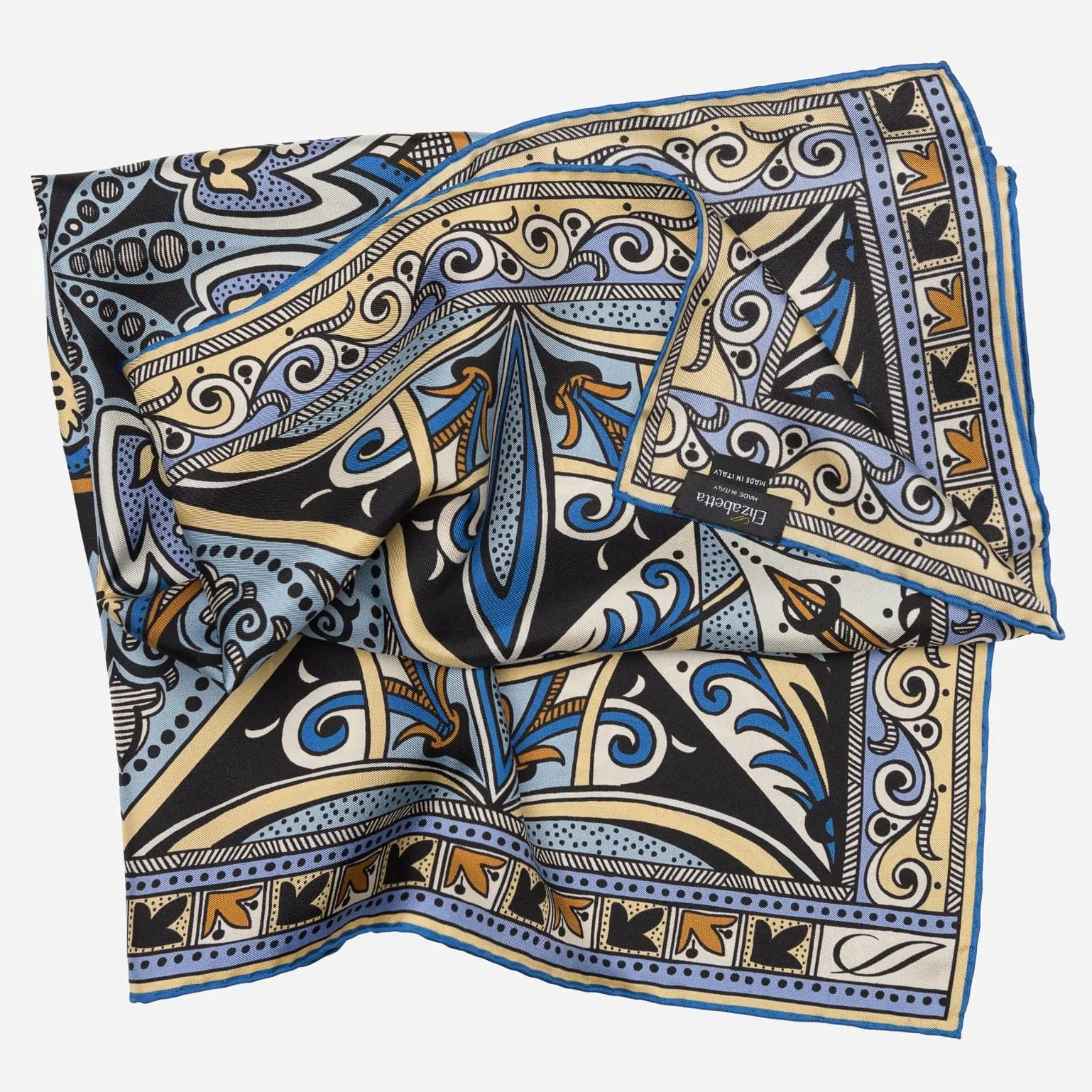 Capri - Hand Rolled Silk Neckerchief - Azure