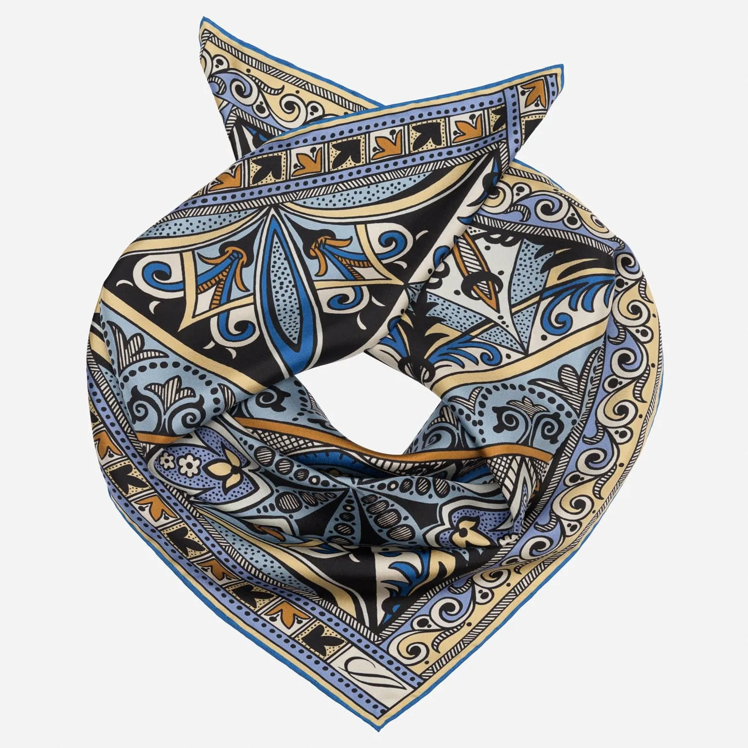 Capri - Hand Rolled Silk Neckerchief - Azure