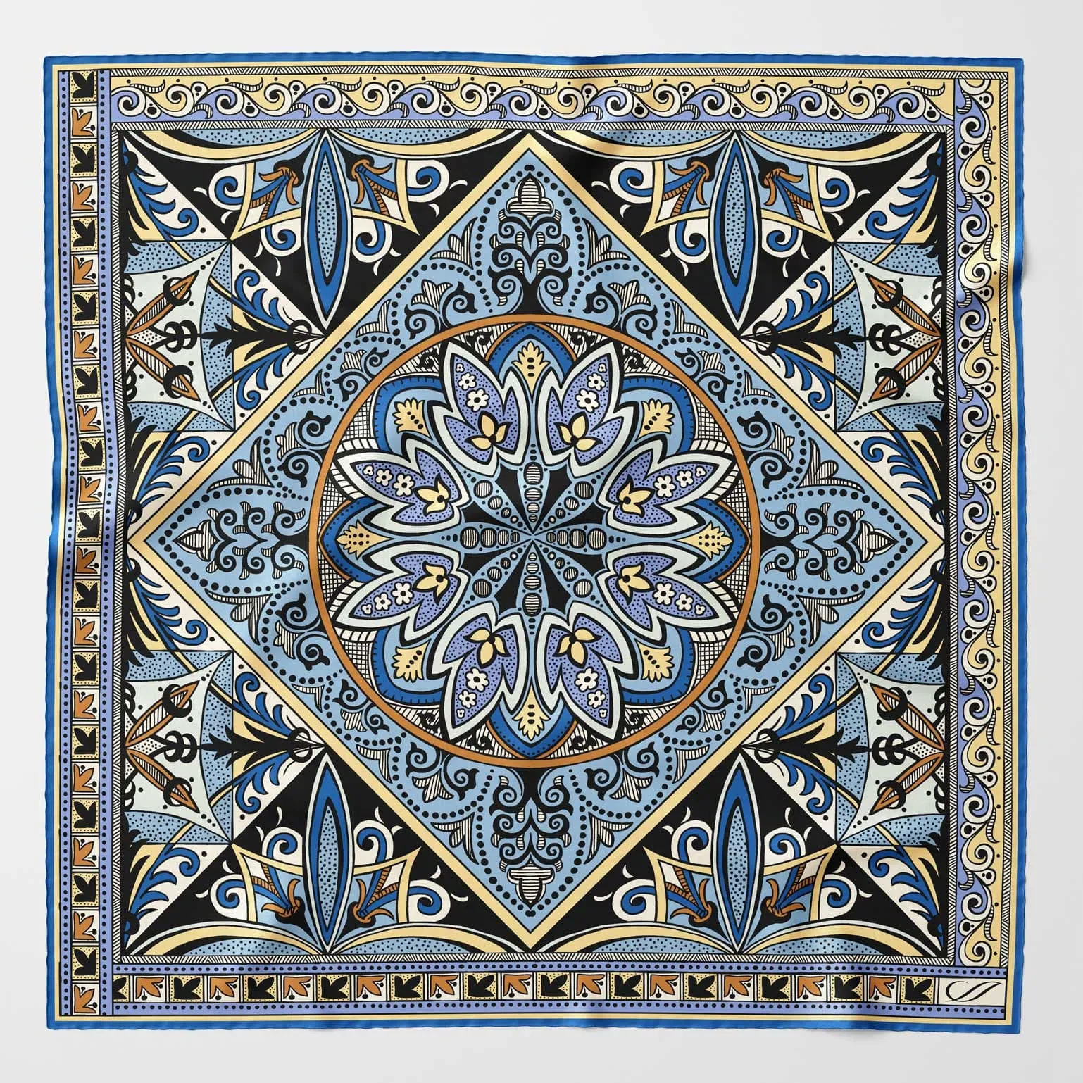 Capri - Hand Rolled Silk Neckerchief - Azure