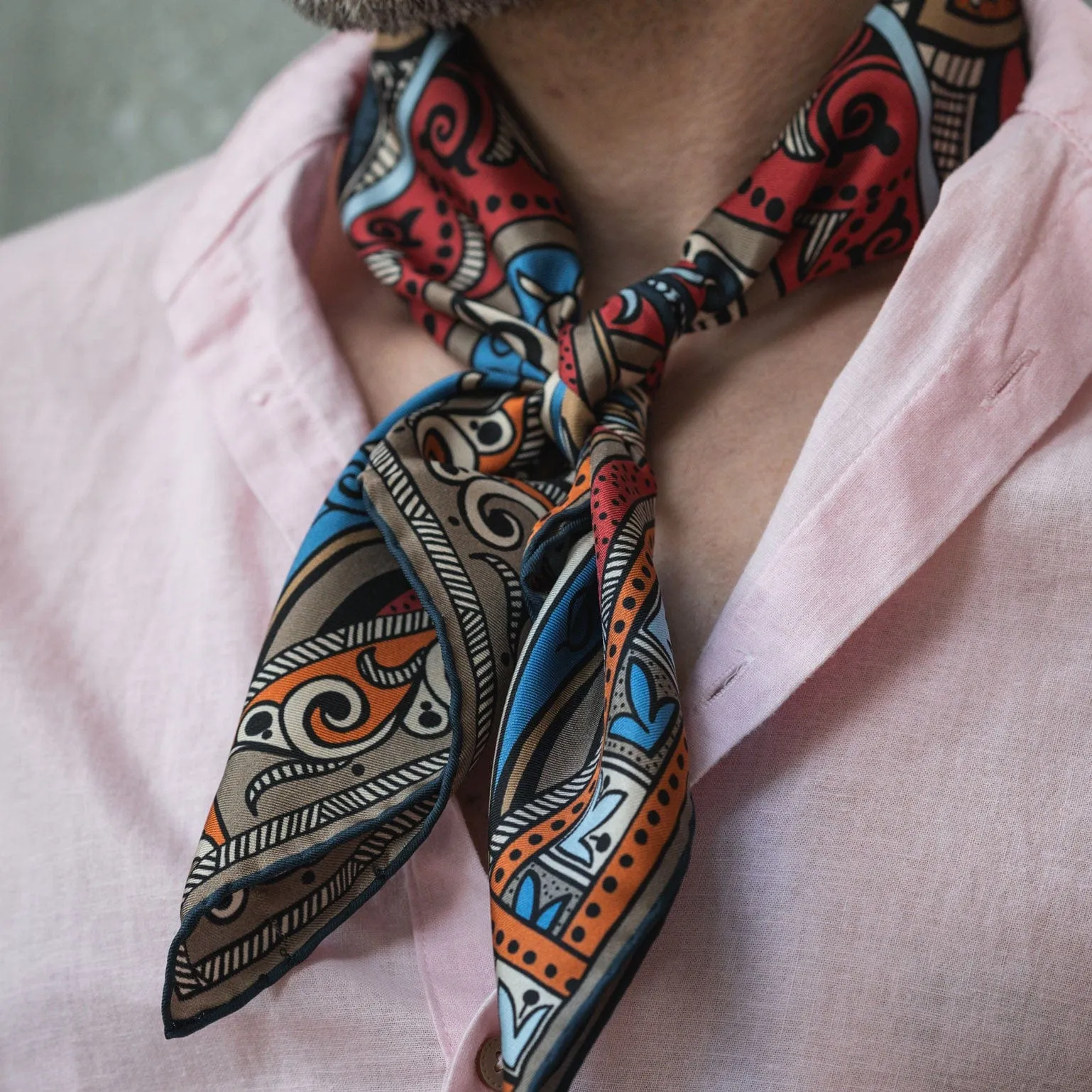 Capri - Hand Rolled Silk Neckerchief - Red