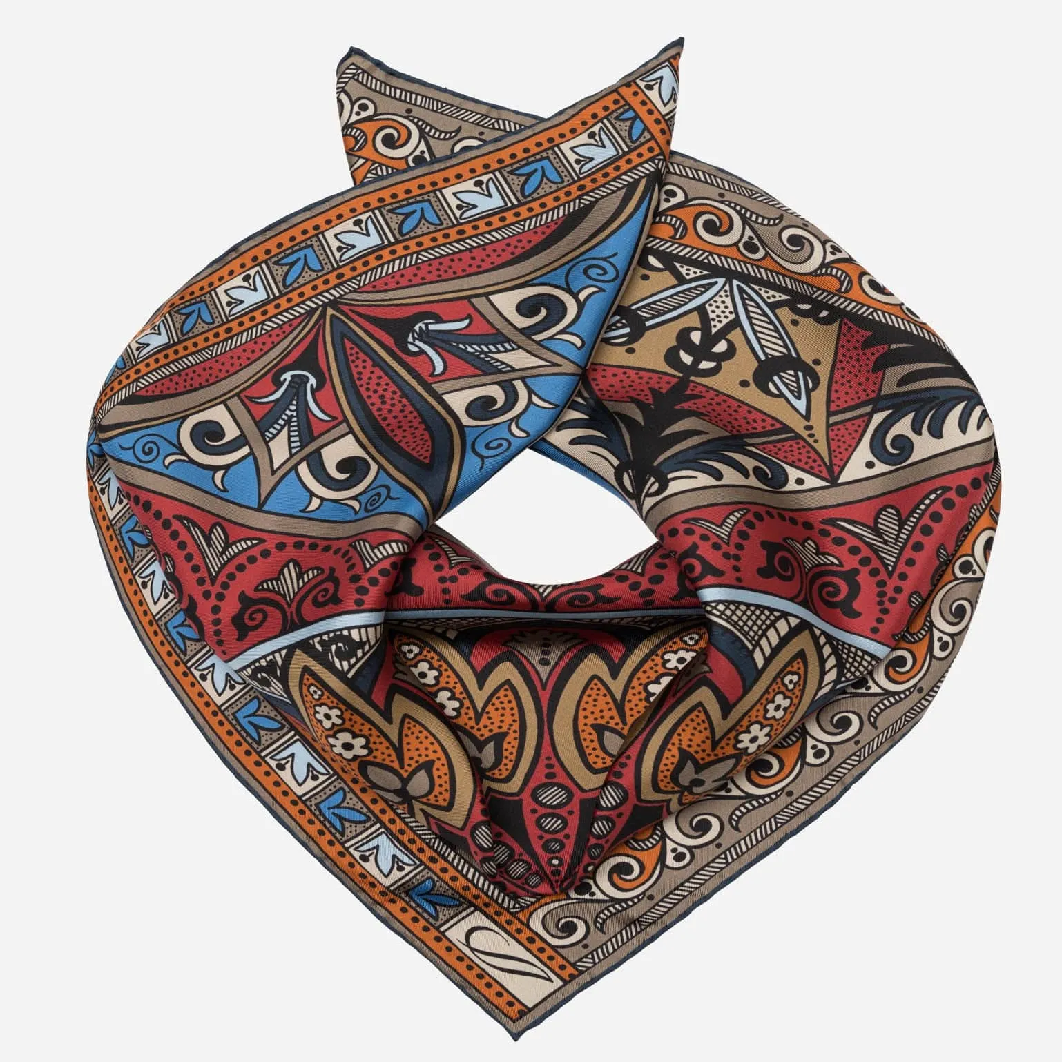 Capri - Hand Rolled Silk Neckerchief - Red