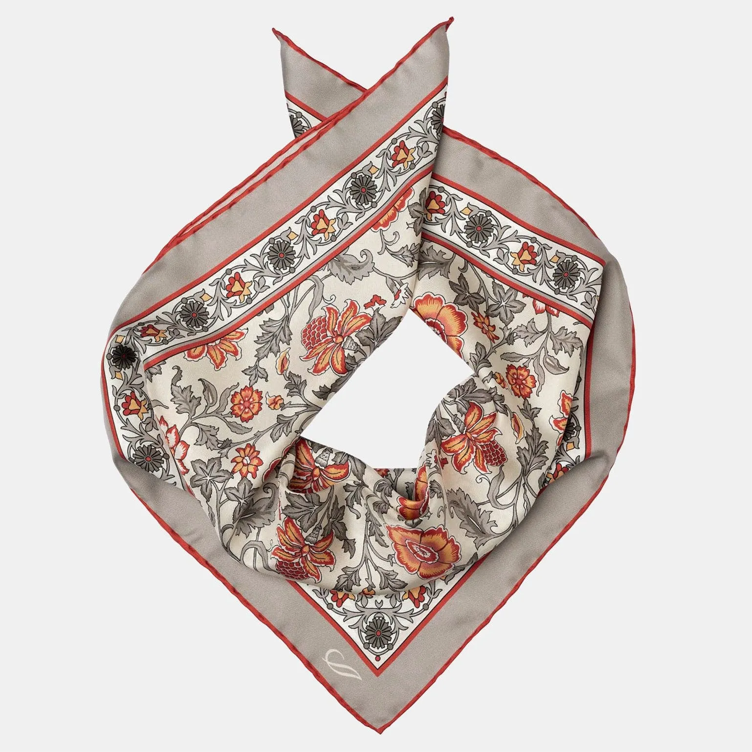 Carrara - Hand Rolled Silk Neckerchief - Rosewood