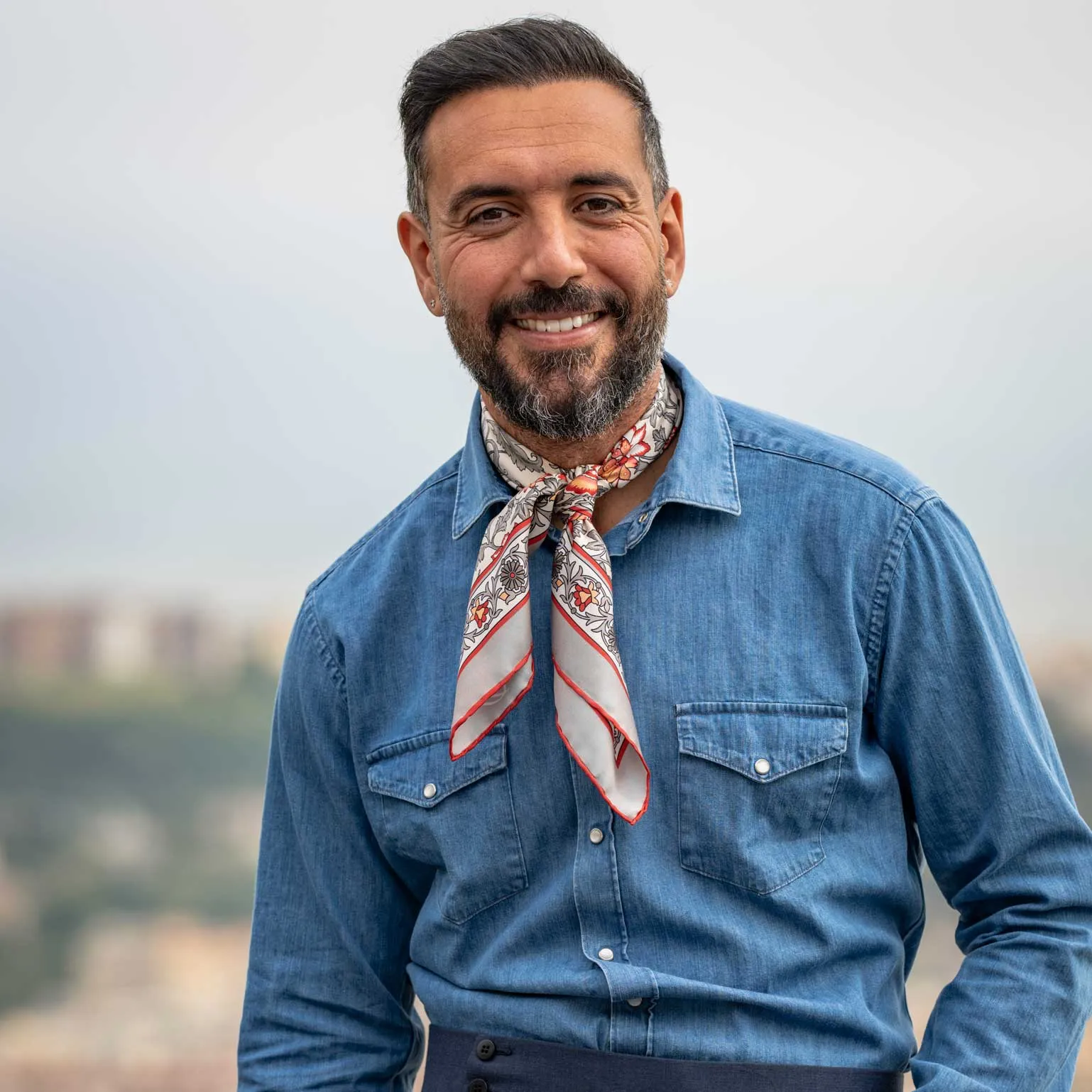 Carrara - Hand Rolled Silk Neckerchief - Rosewood