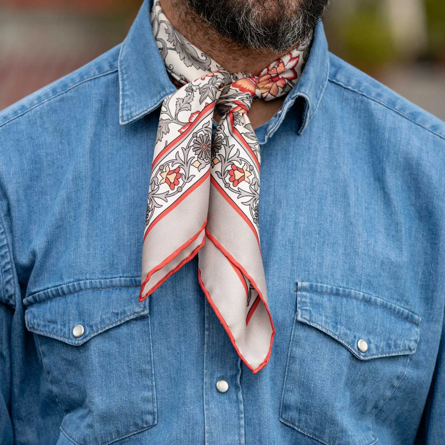 Carrara - Hand Rolled Silk Neckerchief - Rosewood