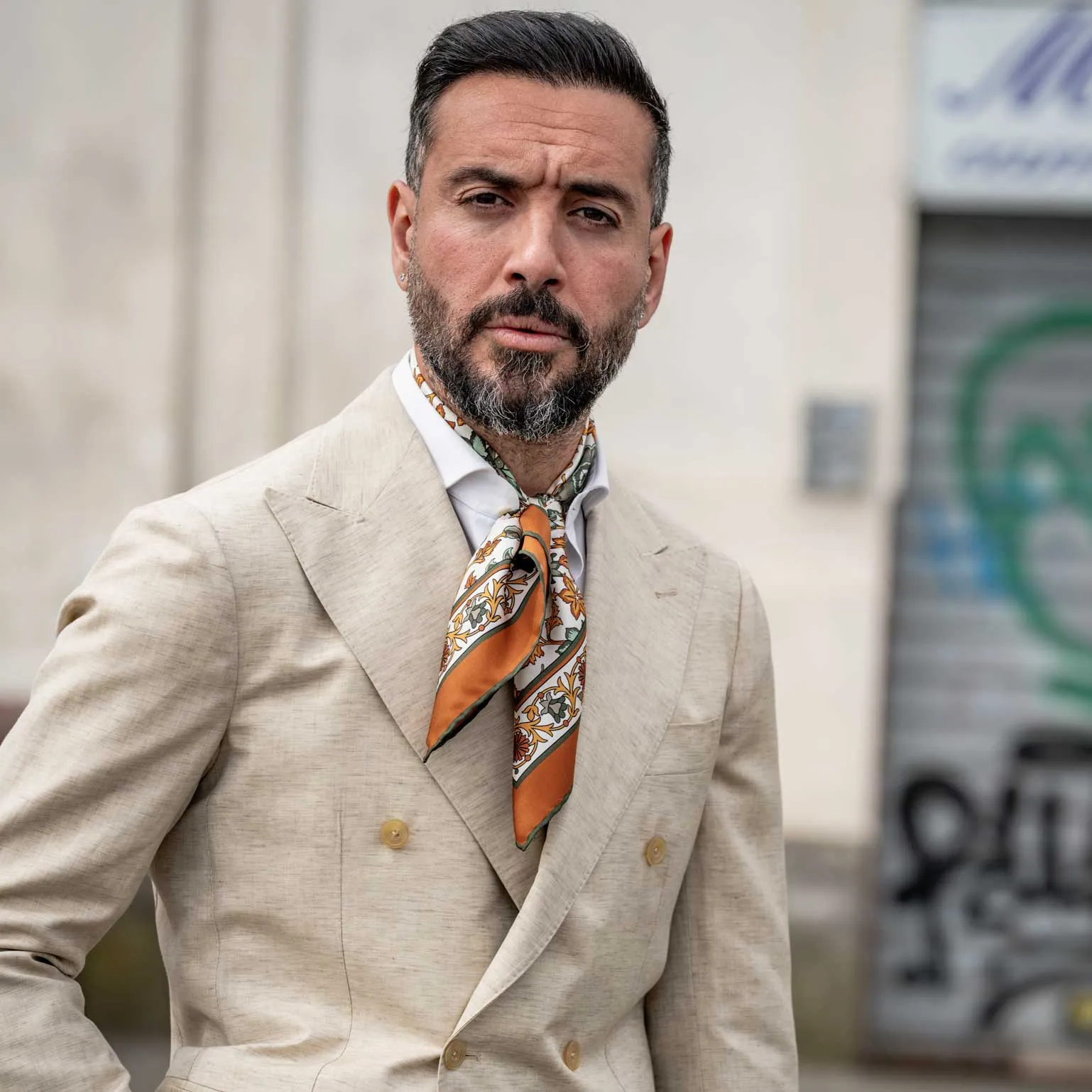 Carrara - Hand Rolled Silk Neckerchief - Terracotta