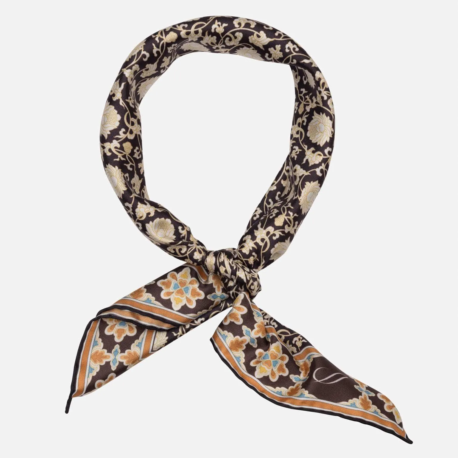 Caserta - Hand Rolled Silk Neckerchief - Brown