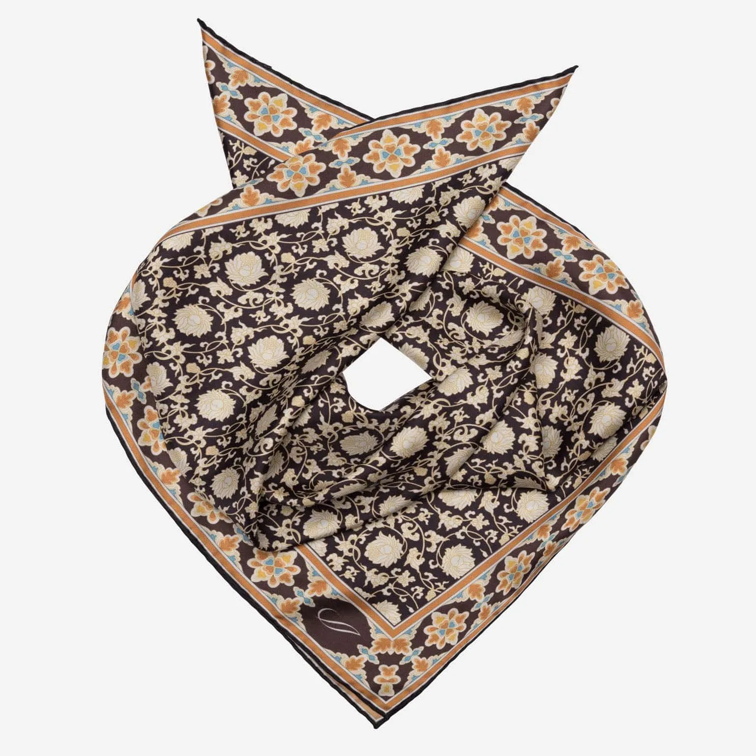 Caserta - Hand Rolled Silk Neckerchief - Brown