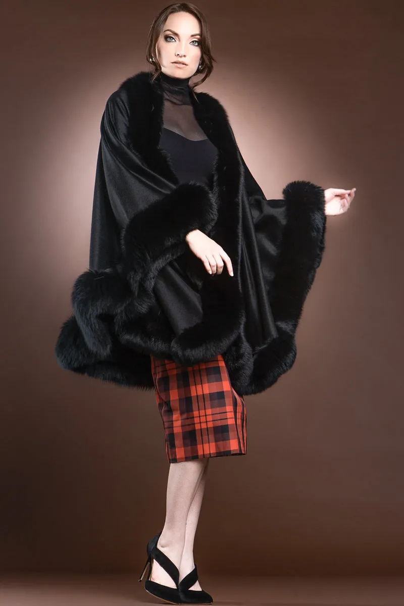 Cashmere Cape with Fox Fur Trim