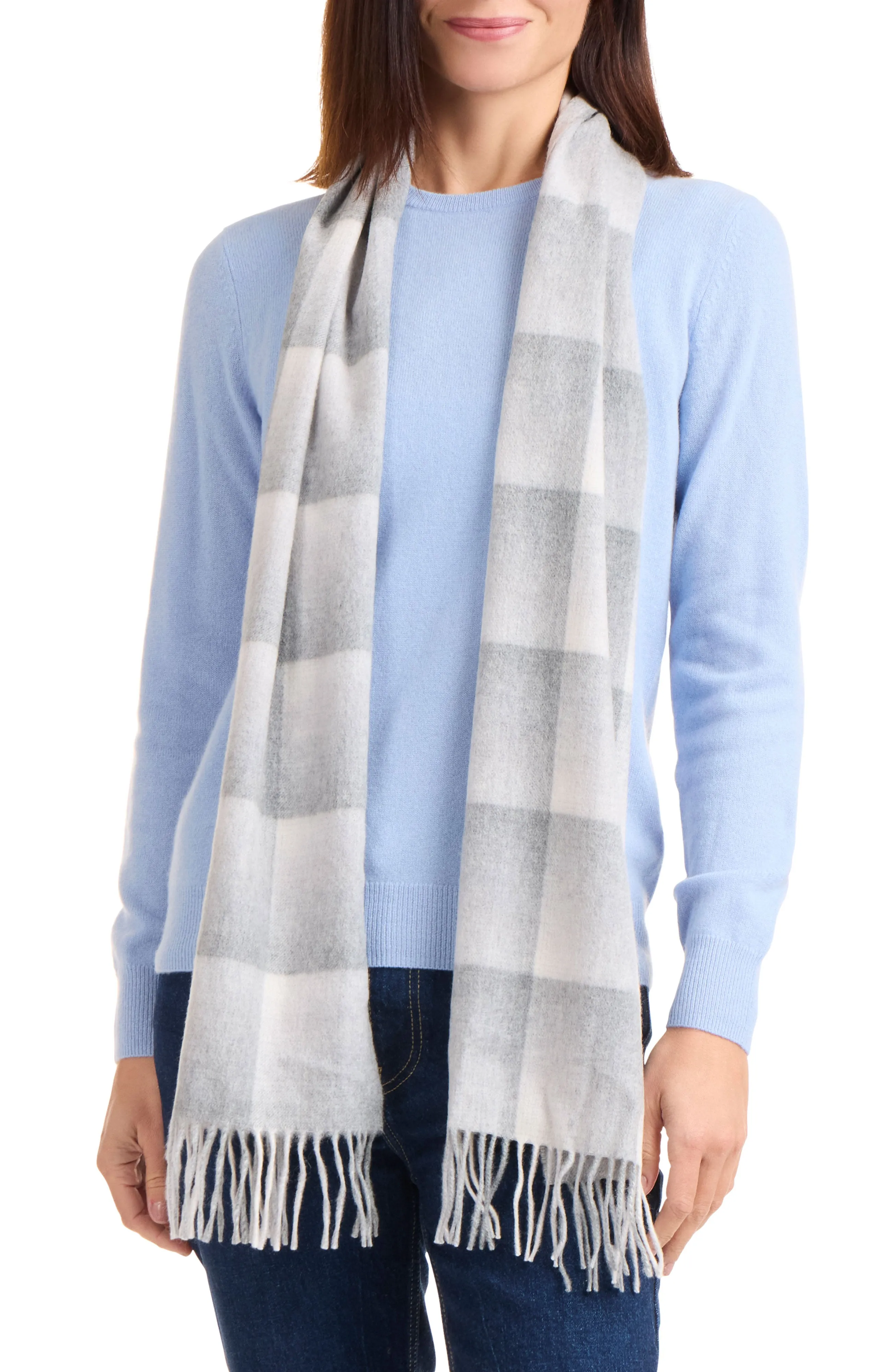 CASHMERE OMBRE GRID SCARF