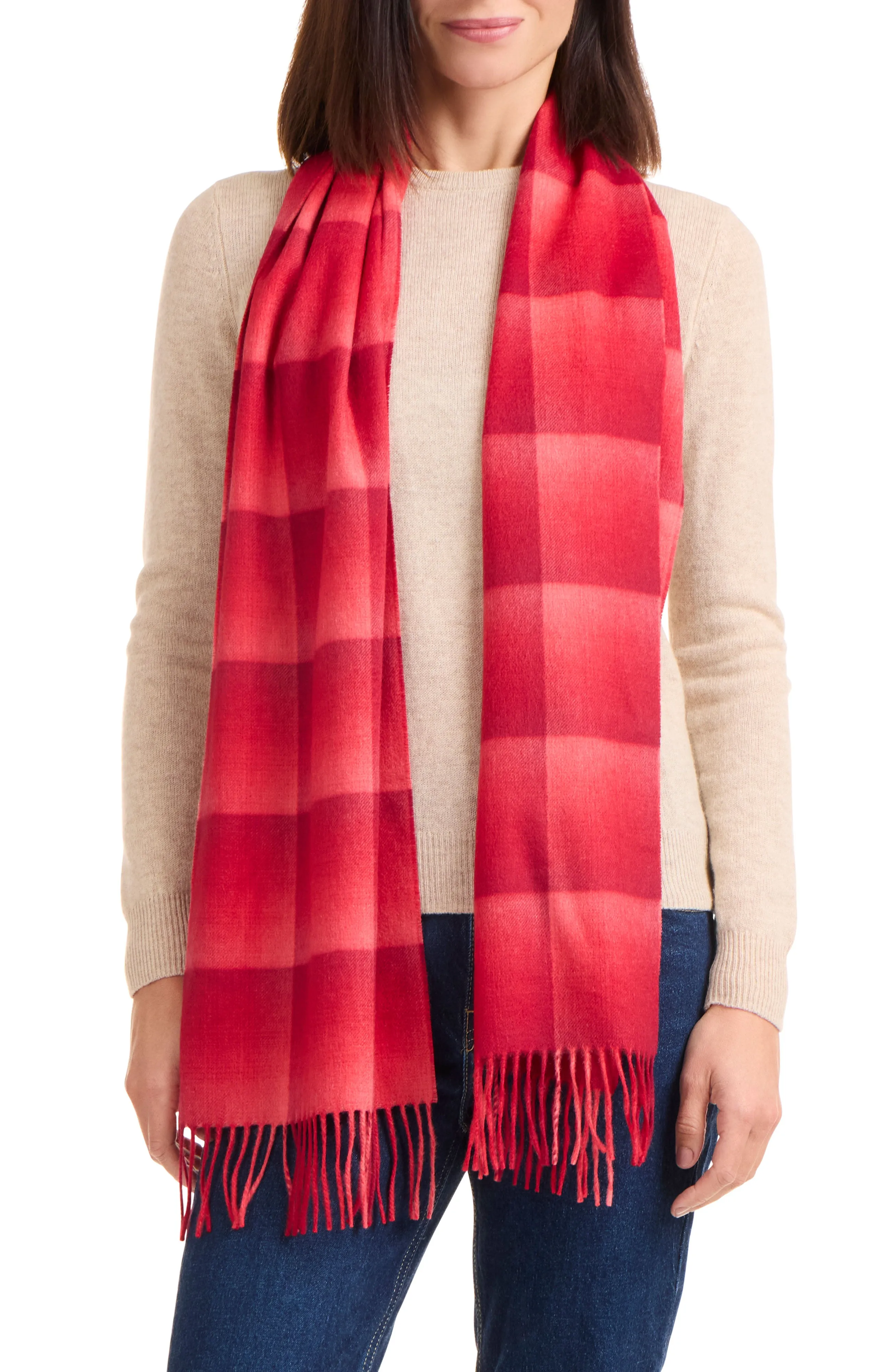 CASHMERE OMBRE GRID SCARF