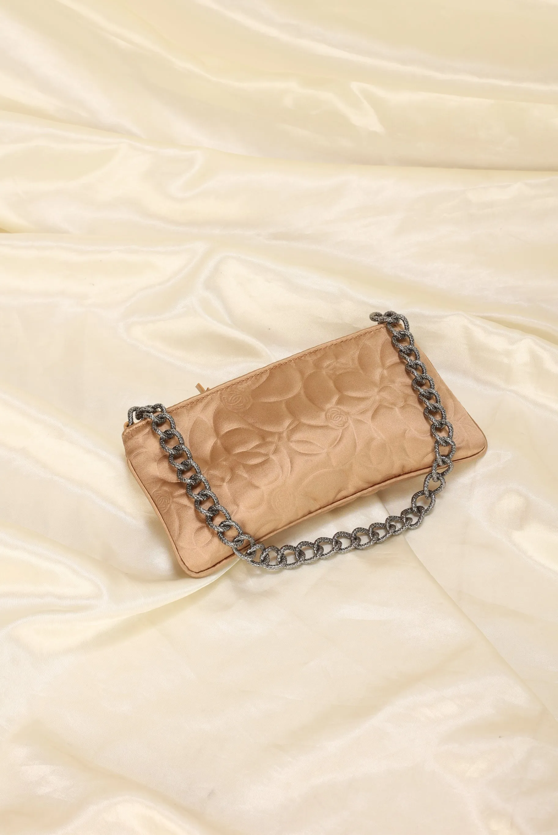 Chanel Camellia Flower Satin Pochette