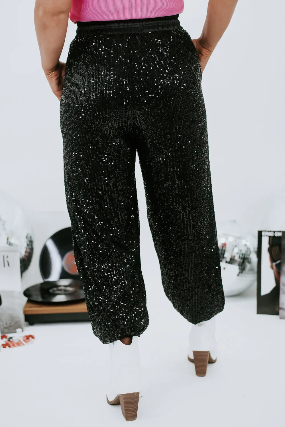 Change Of Pace Sequin Jogger, Black