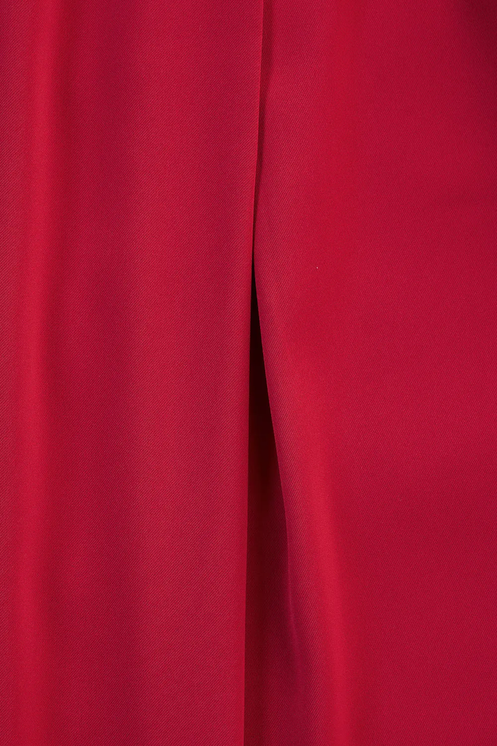 Cherry Red Belted Flared Korean Pants