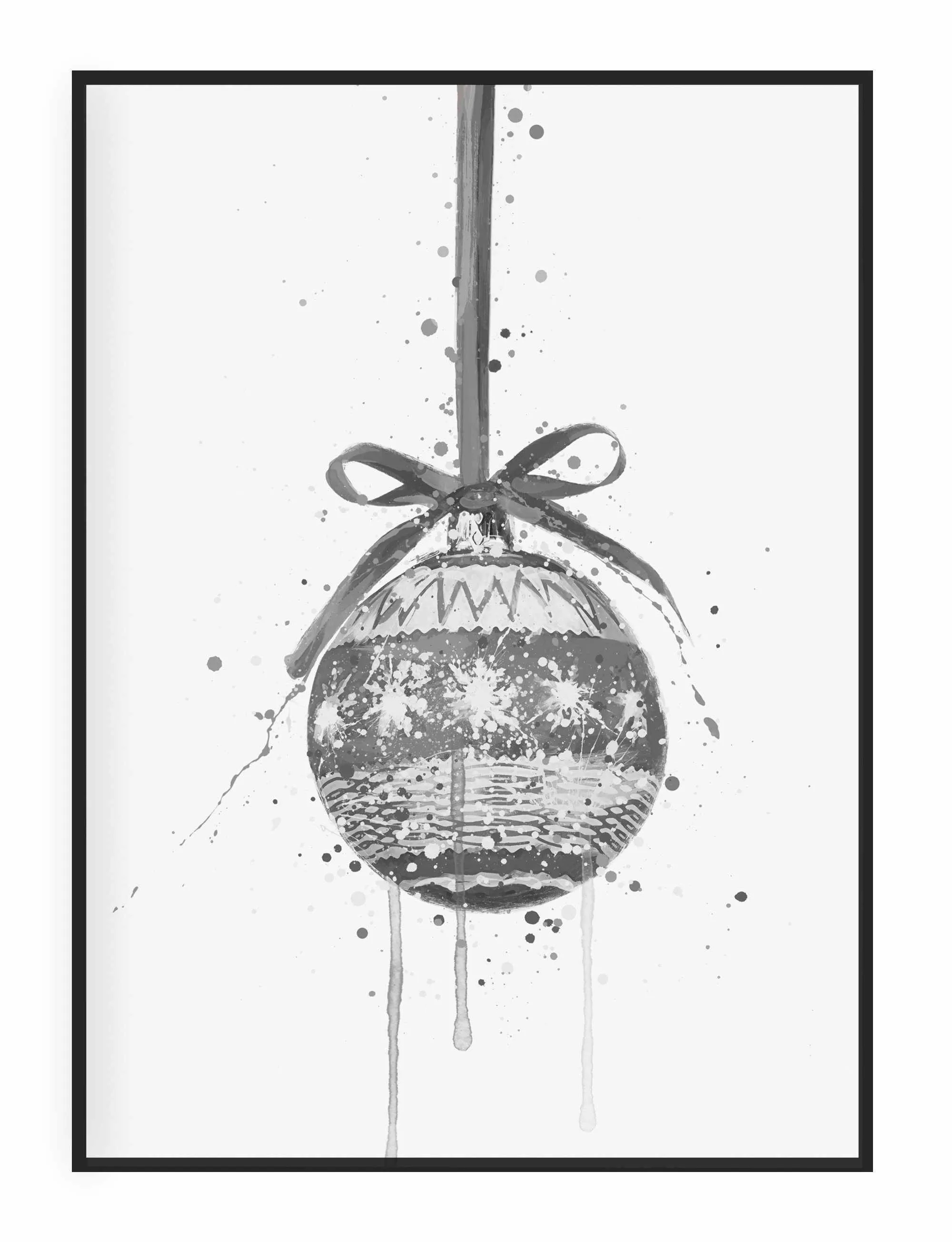 Christmas Bauble Wall Art Print , Contemporary and Stylish Christmas Decoration Alternative Xmas Decor