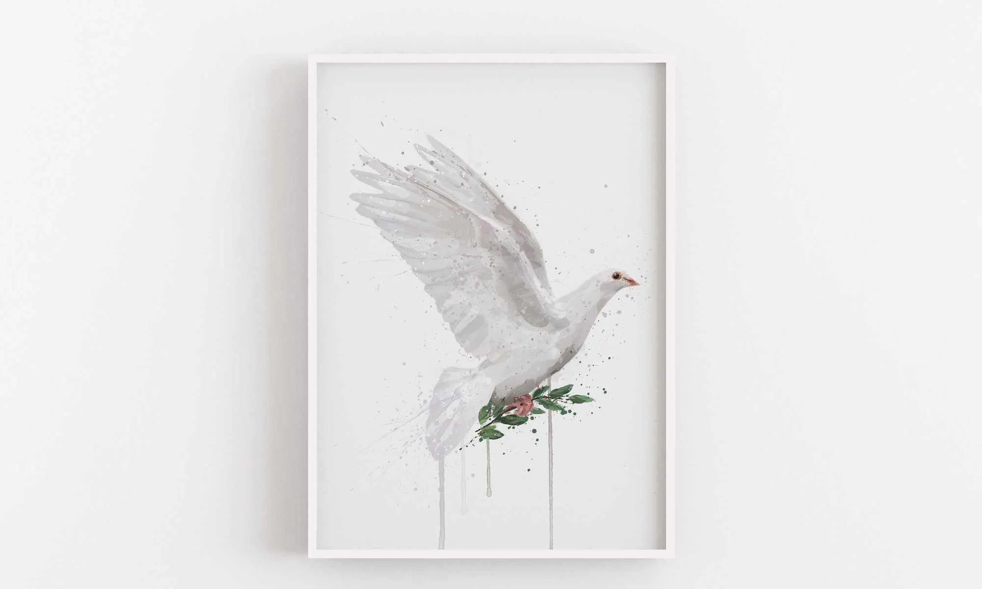 Christmas Dove Wall Art Print , Contemporary and Stylish Christmas Decoration Alternative Xmas Decor