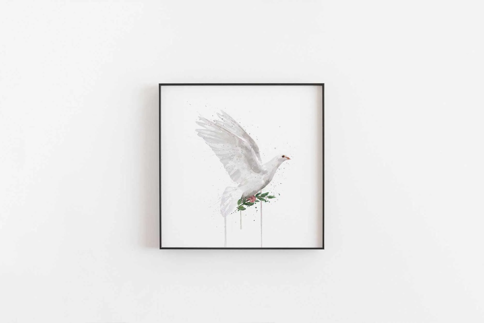 Christmas Dove Wall Art Print , Contemporary and Stylish Christmas Decoration Alternative Xmas Decor