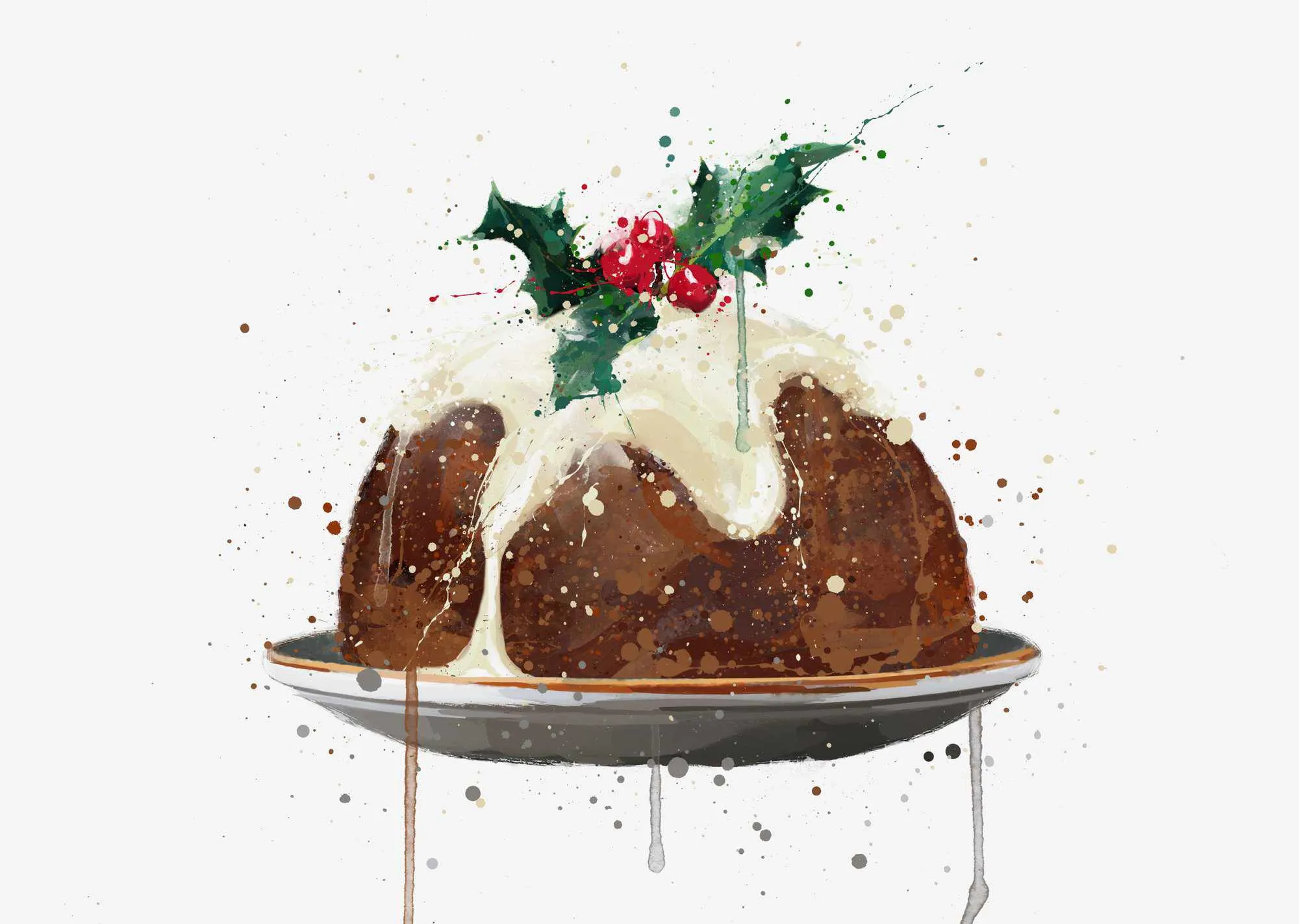 Christmas Pudding Wall Art Print , Contemporary and Stylish Christmas Decoration Alternative Xmas Decor