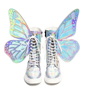 Colorful Flying Butterfly-Wing Cross Tied Dr Martens Boots