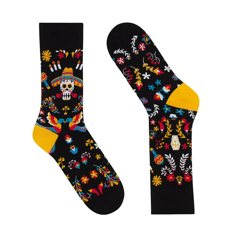 Colorful Skull Jacquard Trendy Socks Cotton Street Fashion