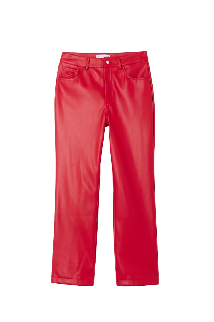 Deep Red Vegan Leather Trousers