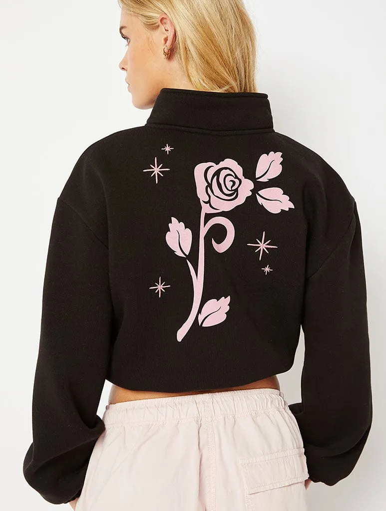 Disney Beauty And The Beast Rose Half Zip Sweat