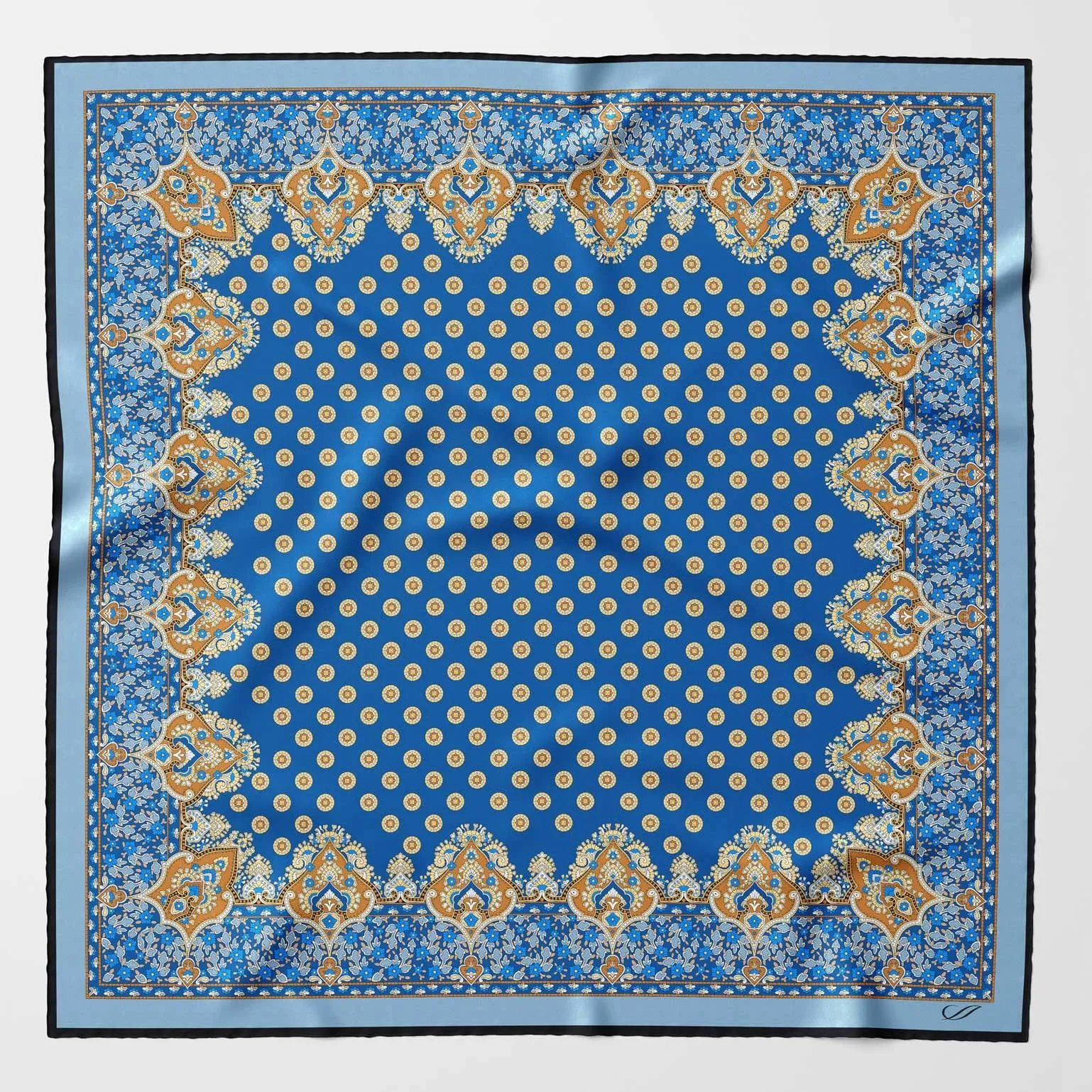 Filippo - Hand Rolled Silk Neckerchief - Azure