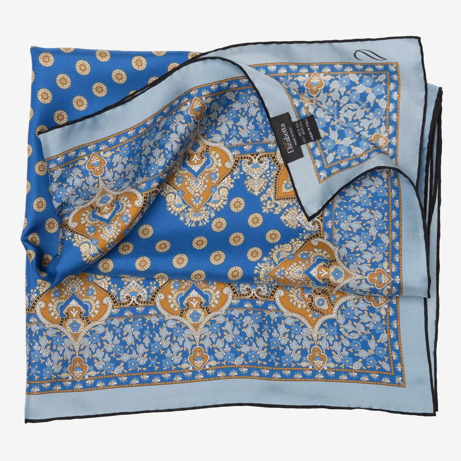 Filippo - Hand Rolled Silk Neckerchief - Azure