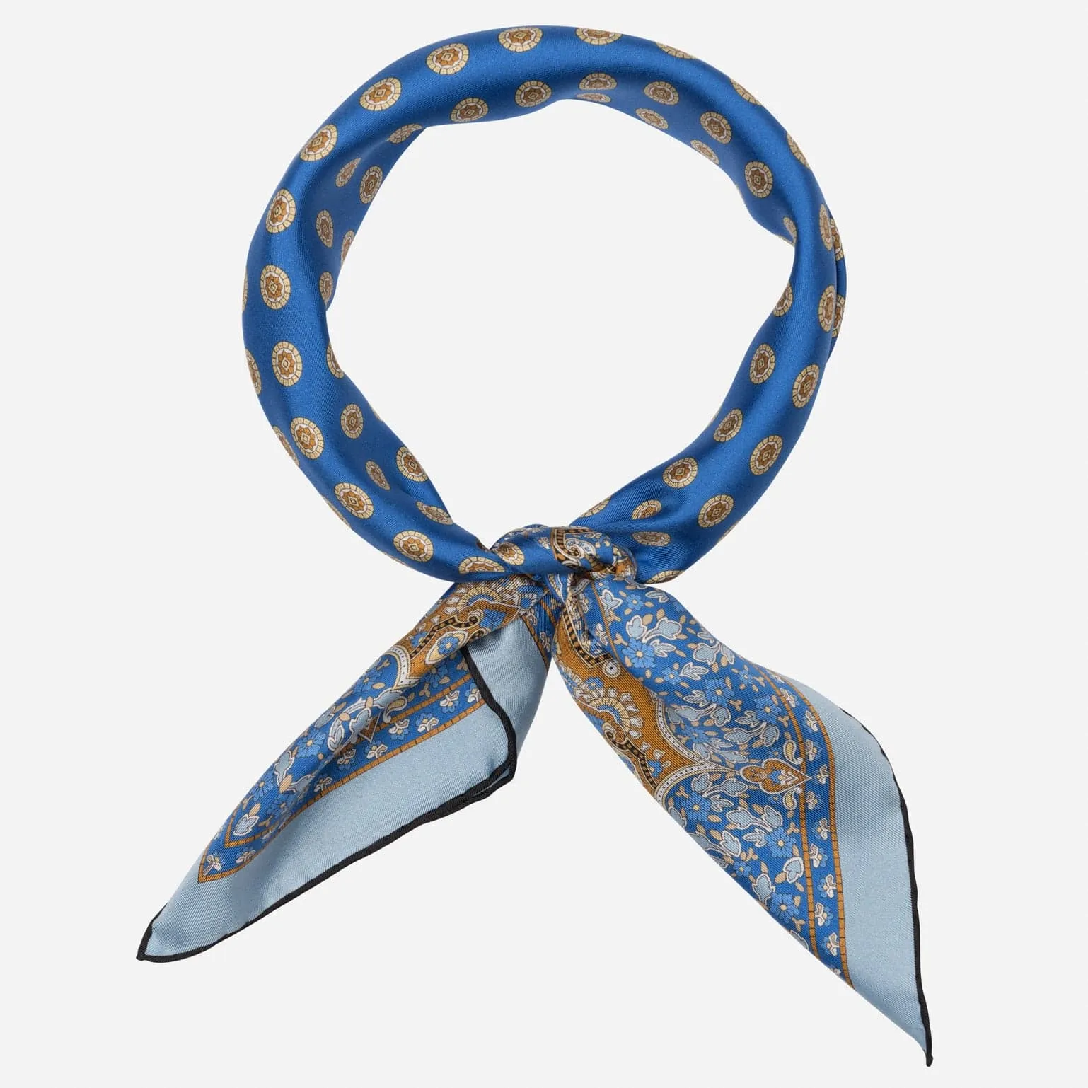 Filippo - Hand Rolled Silk Neckerchief - Azure