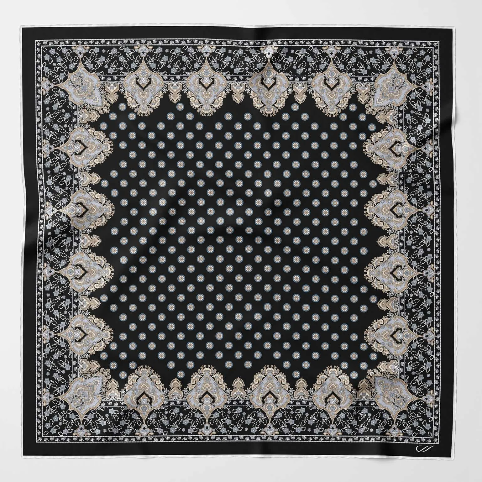 Filippo - Hand Rolled Silk Neckerchief - Black