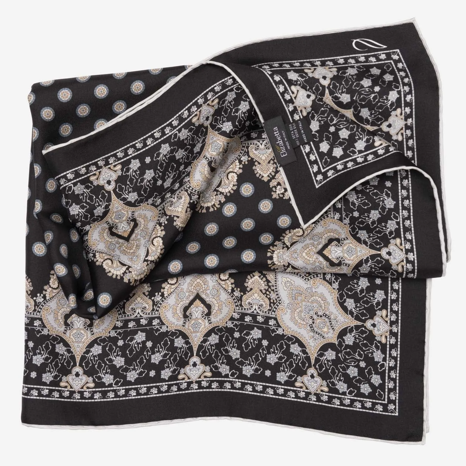 Filippo - Hand Rolled Silk Neckerchief - Black