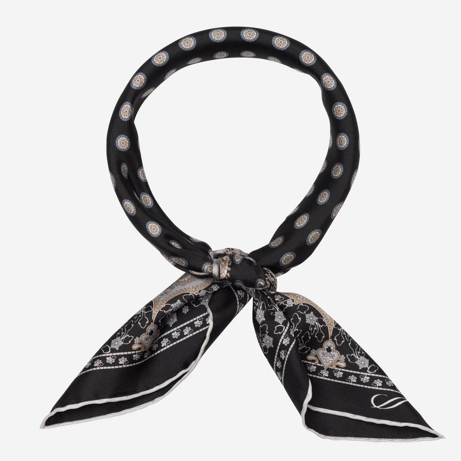 Filippo - Hand Rolled Silk Neckerchief - Black