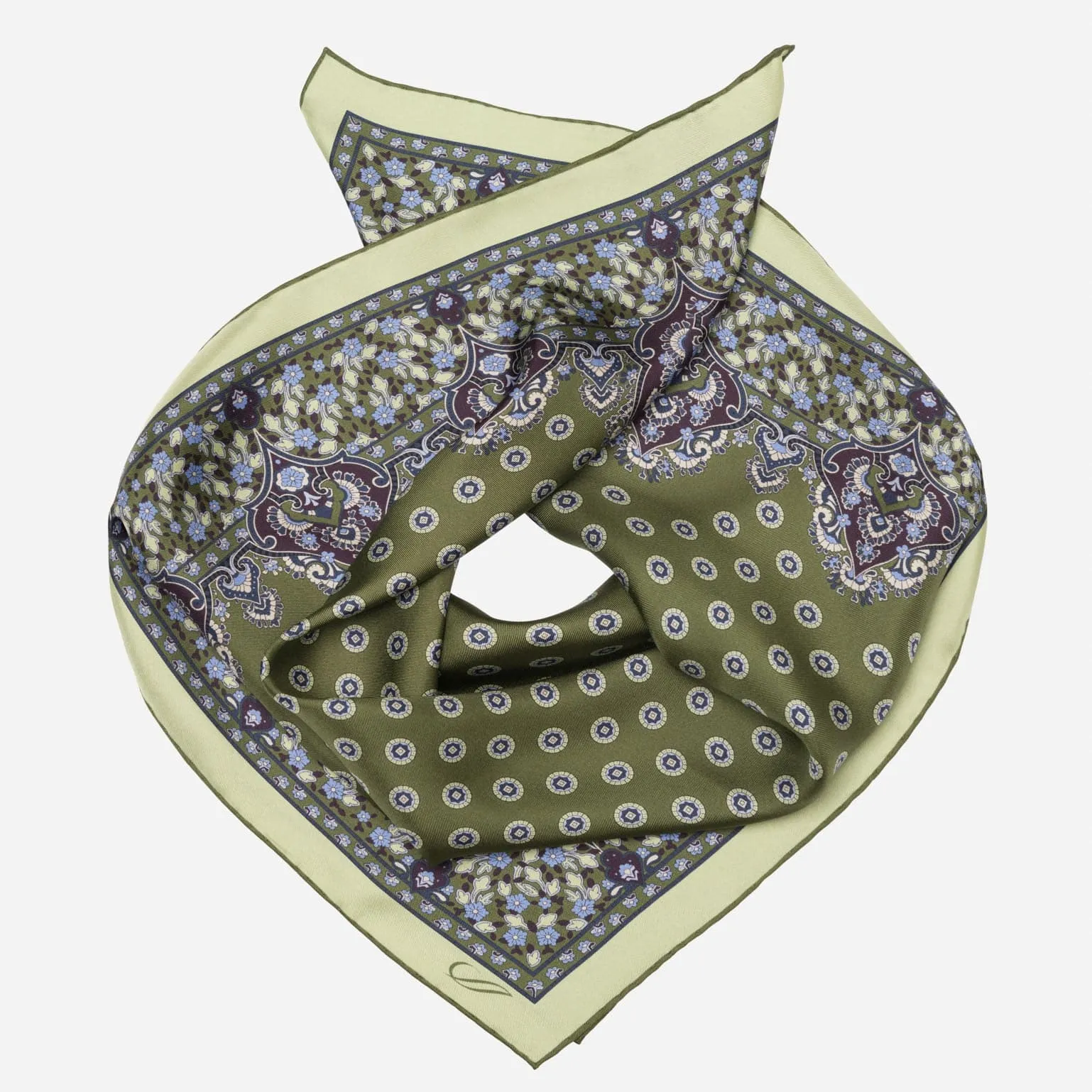 Filippo - Hand Rolled Silk Neckerchief - Green