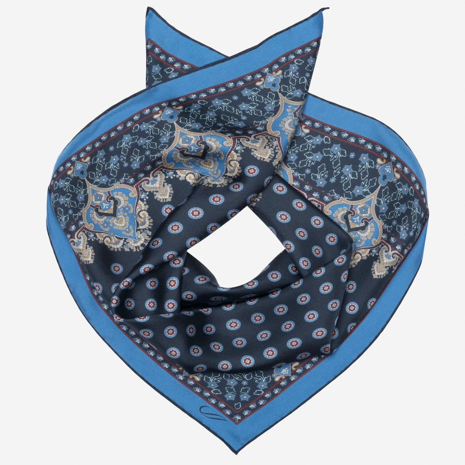 Filippo - Hand Rolled Silk Neckerchief - Navy