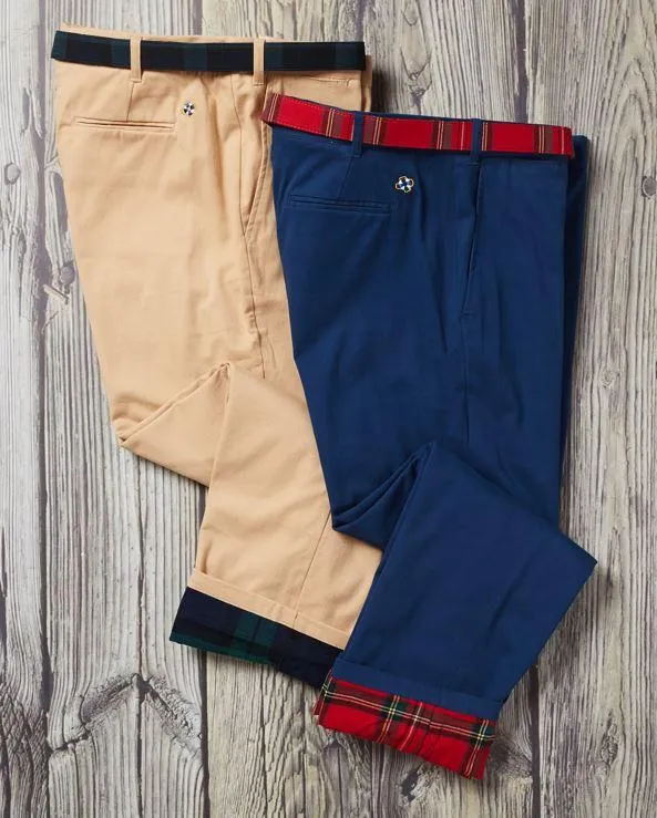 Flannel Lined Nantucket Navy Harbor Pant With Royal Stewart Tartan