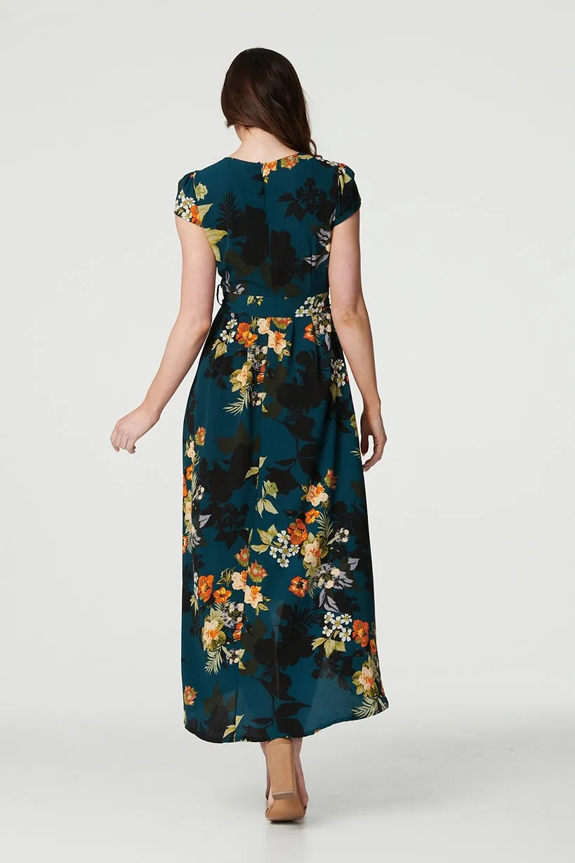 Floral High Low Wrap Maxi Dress