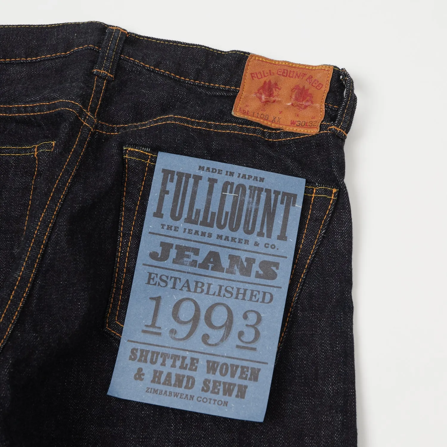 Full Count 1108XXW 15.5oz 'Plain Pocket' Regular Straight Jean - One Wash