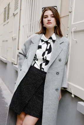 Harriet Double-Breasted Wool Coat - Cloud Grey