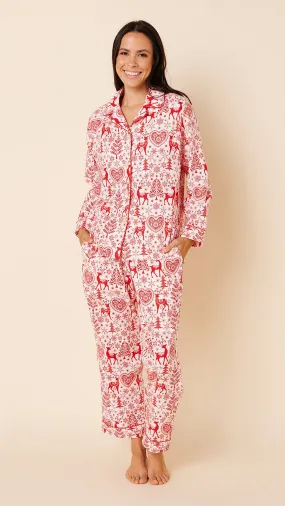 Holly Jolly Flannel Pajama- Red