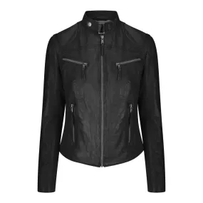 Ladies Womens Real Leather Vintage Slim Fit Biker Leather Jacket