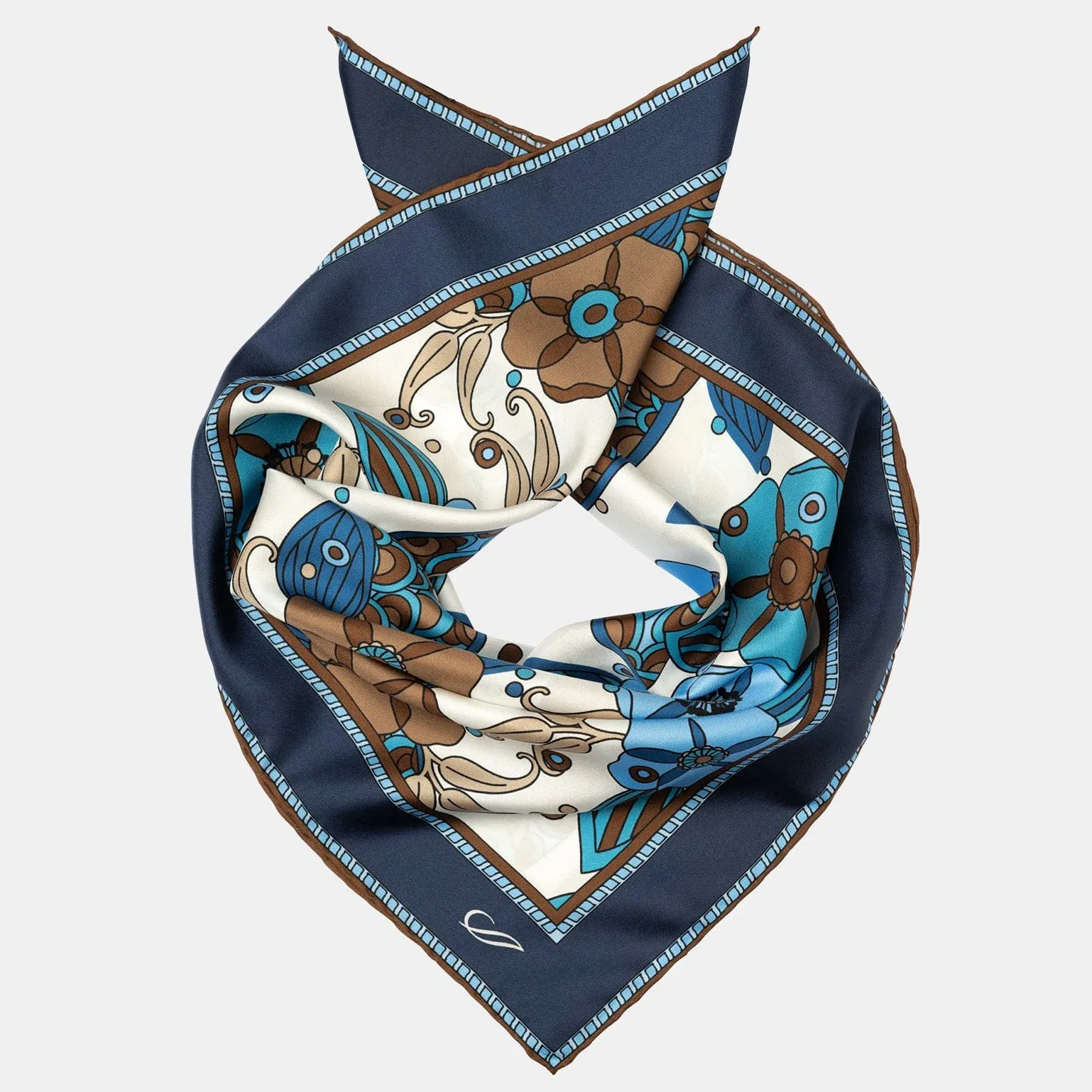 Lombardi - Hand Rolled Silk Neckerchief - Blue