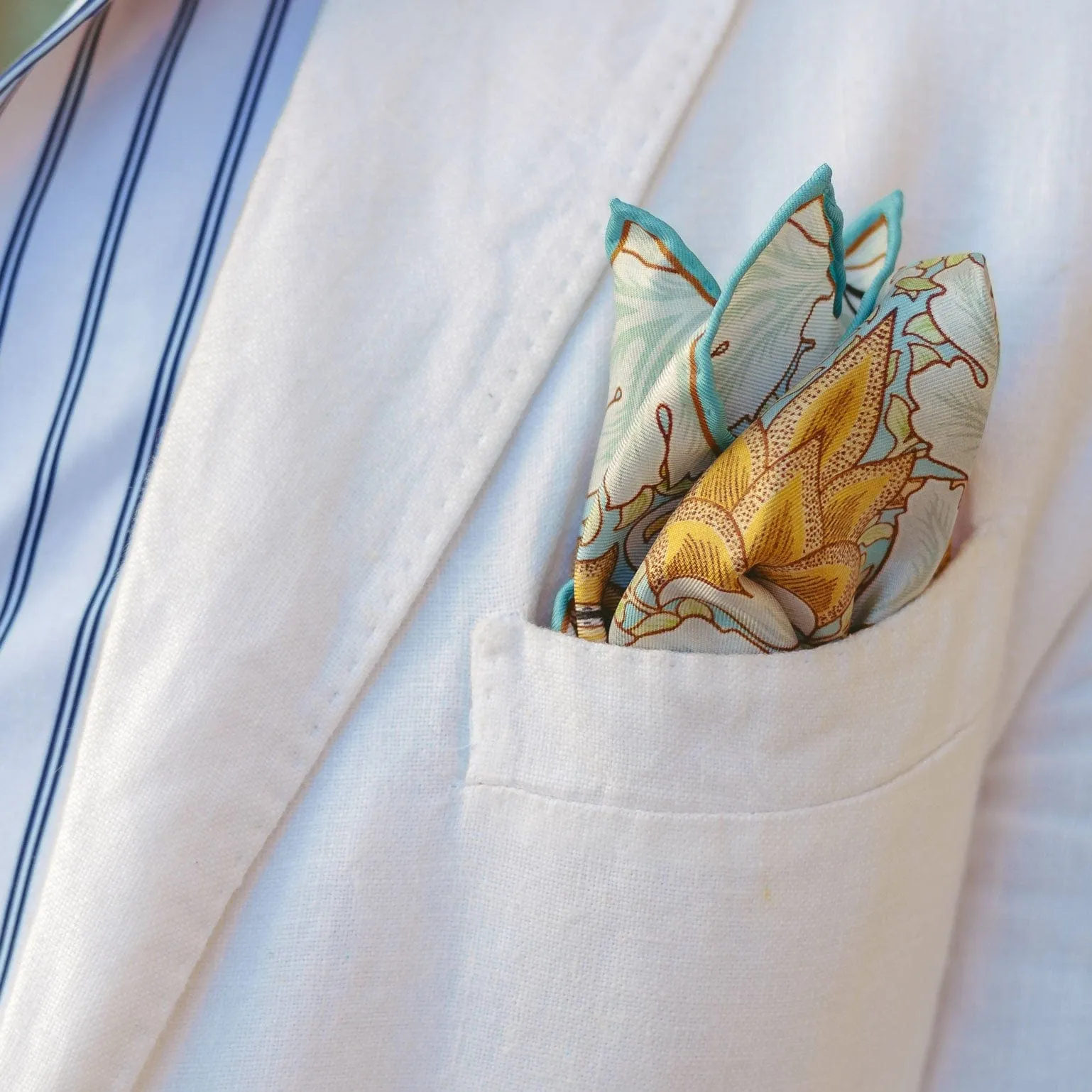 Londra - Silk Pocket Square - Aqua