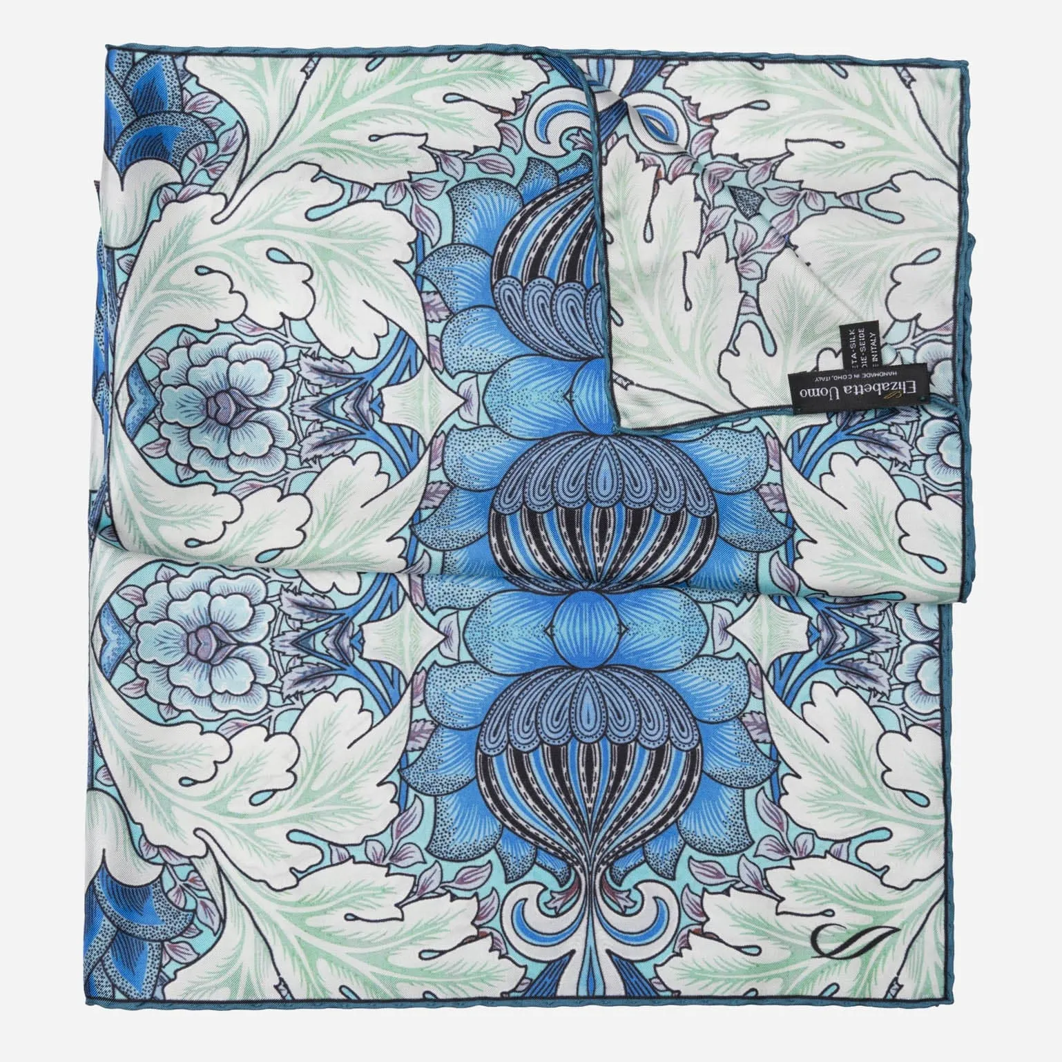 Londra - Silk Pocket Square - Blue and Mint