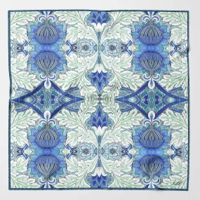 Londra - Silk Pocket Square - Blue and Mint