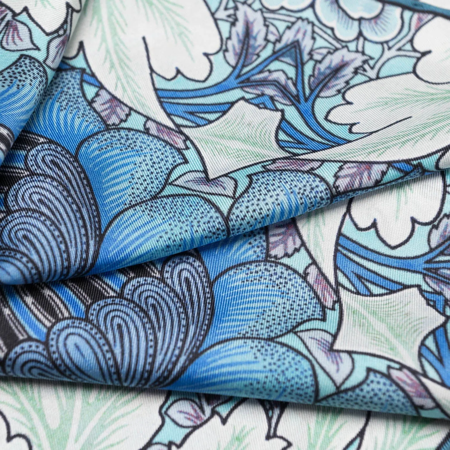 Londra - Silk Pocket Square - Blue and Mint