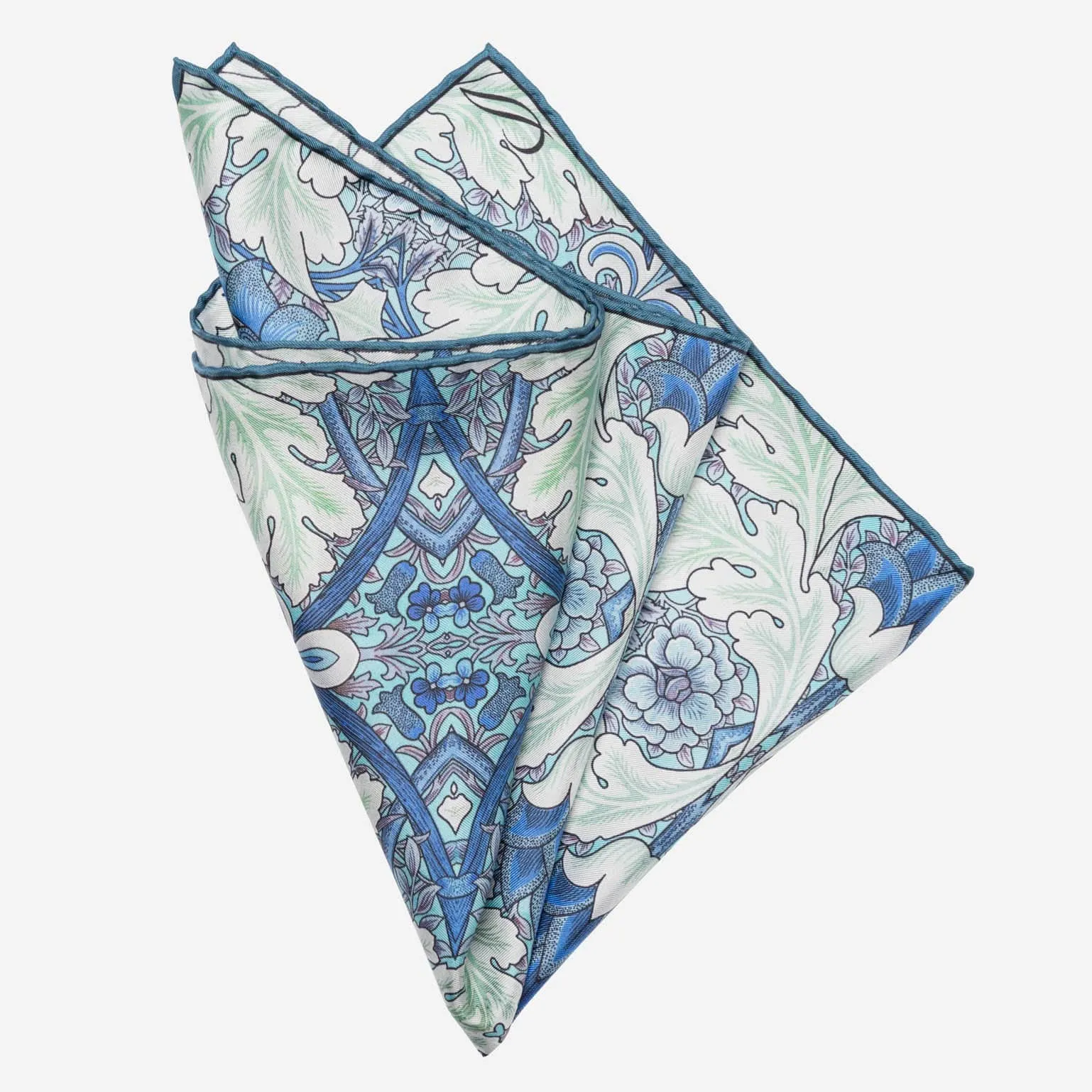 Londra - Silk Pocket Square - Blue and Mint